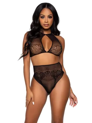 Lace Net Crop Top Set