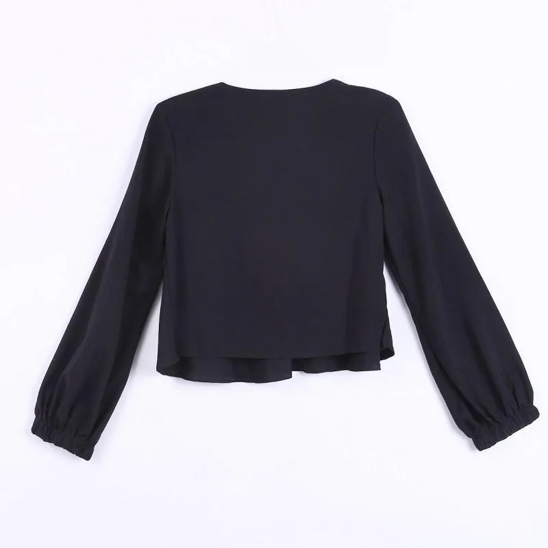 Lace-Up V-Neck Crop T-Shirt