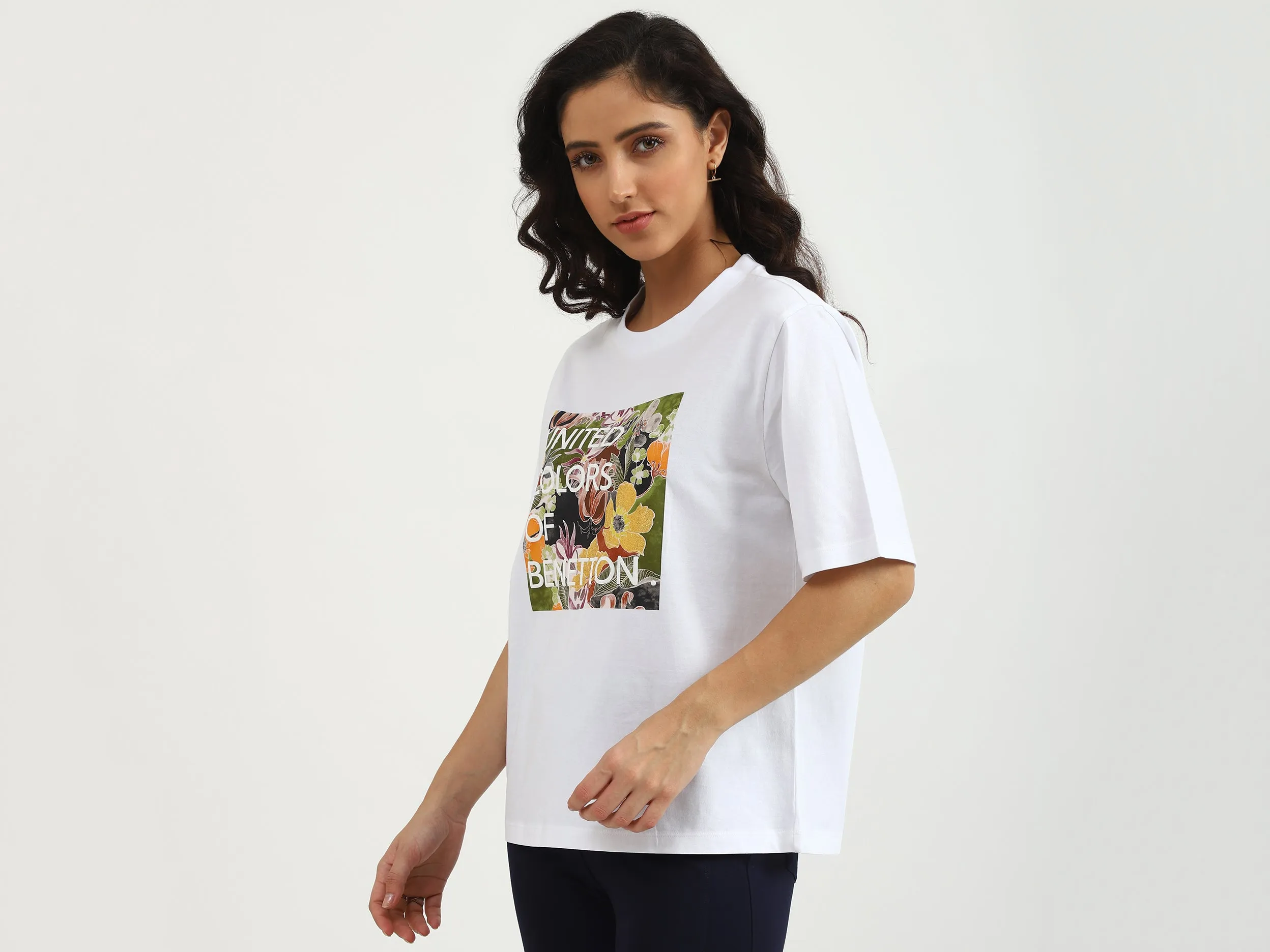 Ladies Round Neck Printed T-Shirt