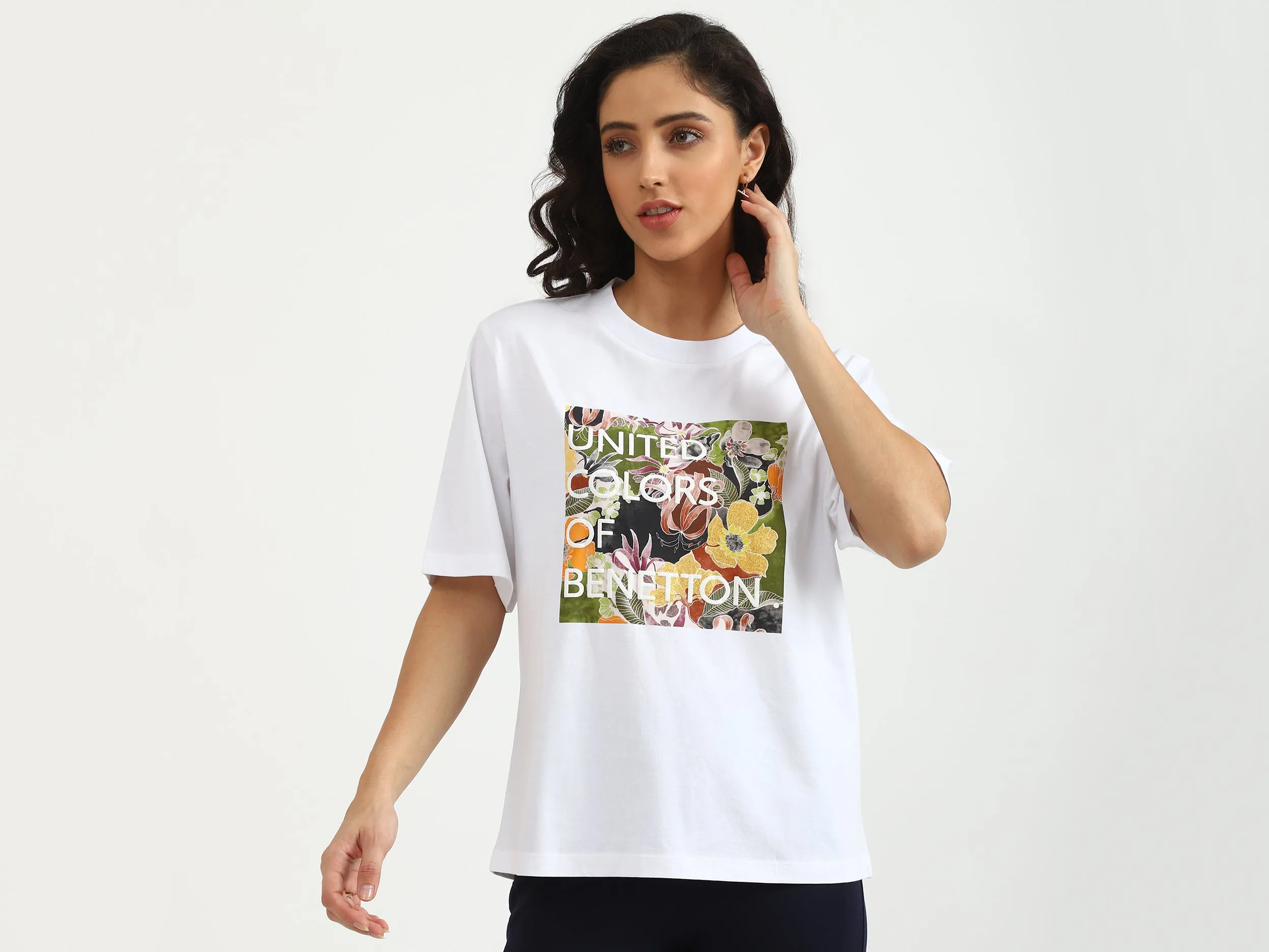 Ladies Round Neck Printed T-Shirt
