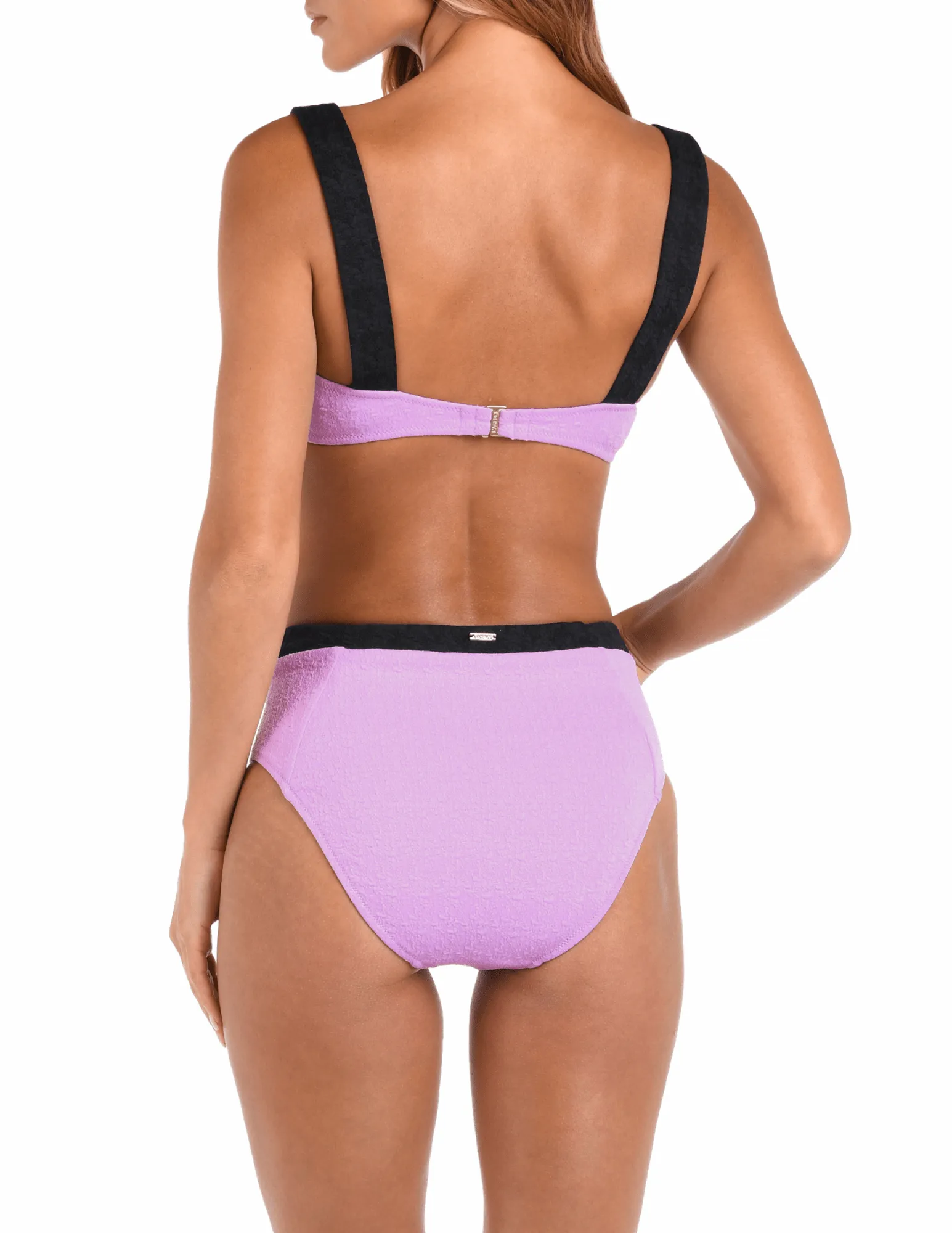 L'Agence Vanessa Color-Block High Waisted Bikini Bottom