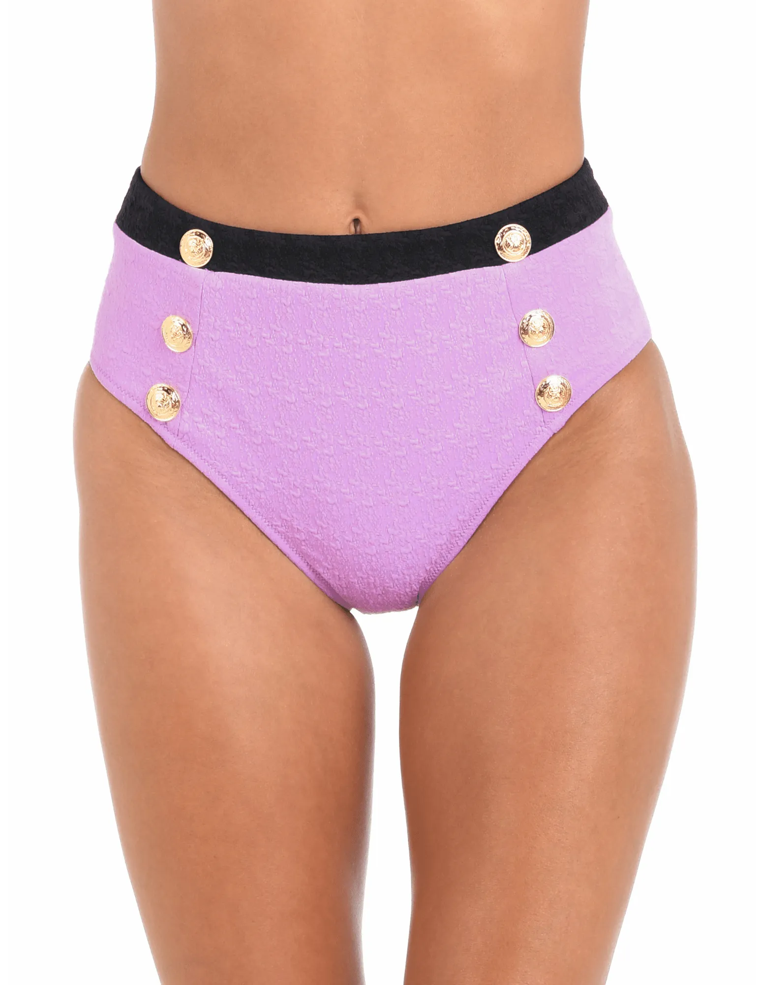 L'Agence Vanessa Color-Block High Waisted Bikini Bottom