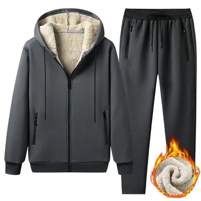 Lamb Cashmere Hoodie Pant Warmy Tracksuit Sets For Men Women