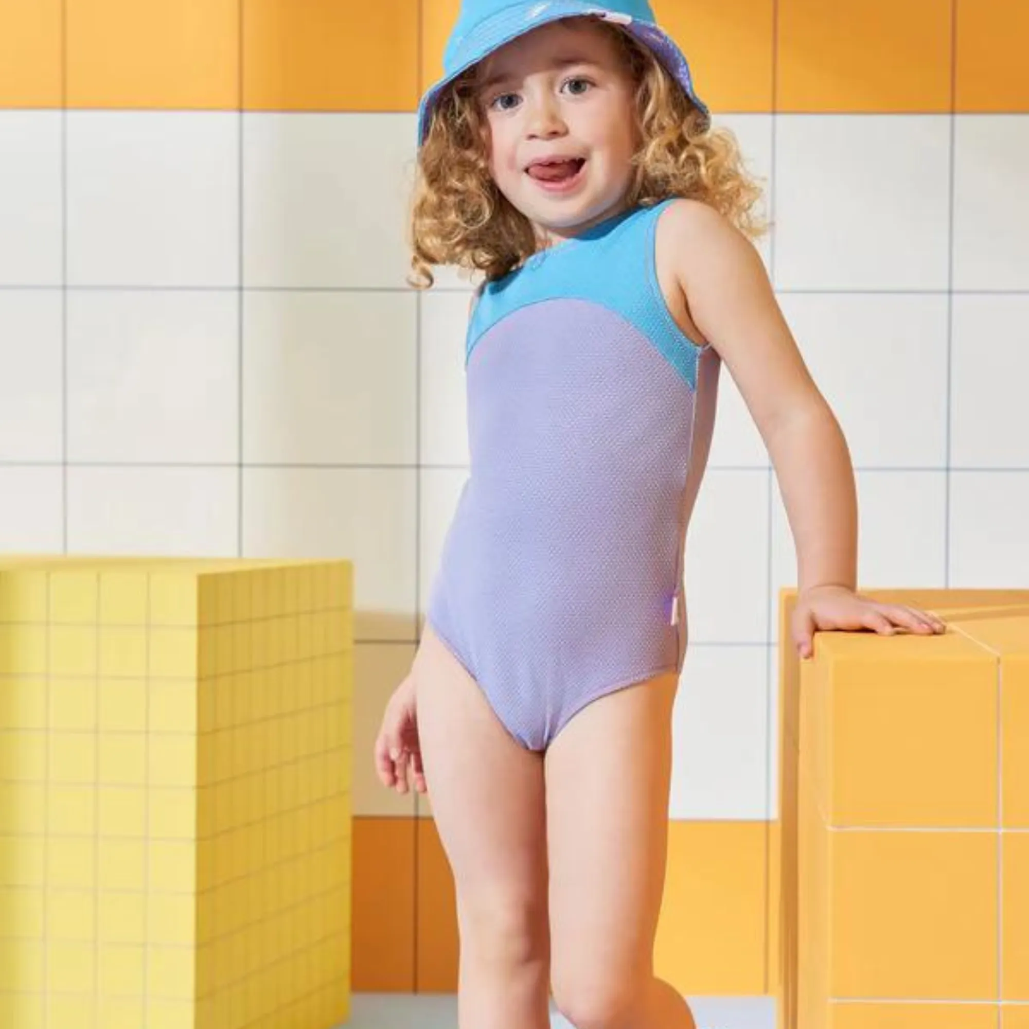 Lavender Ribbed Kids Swimsuit