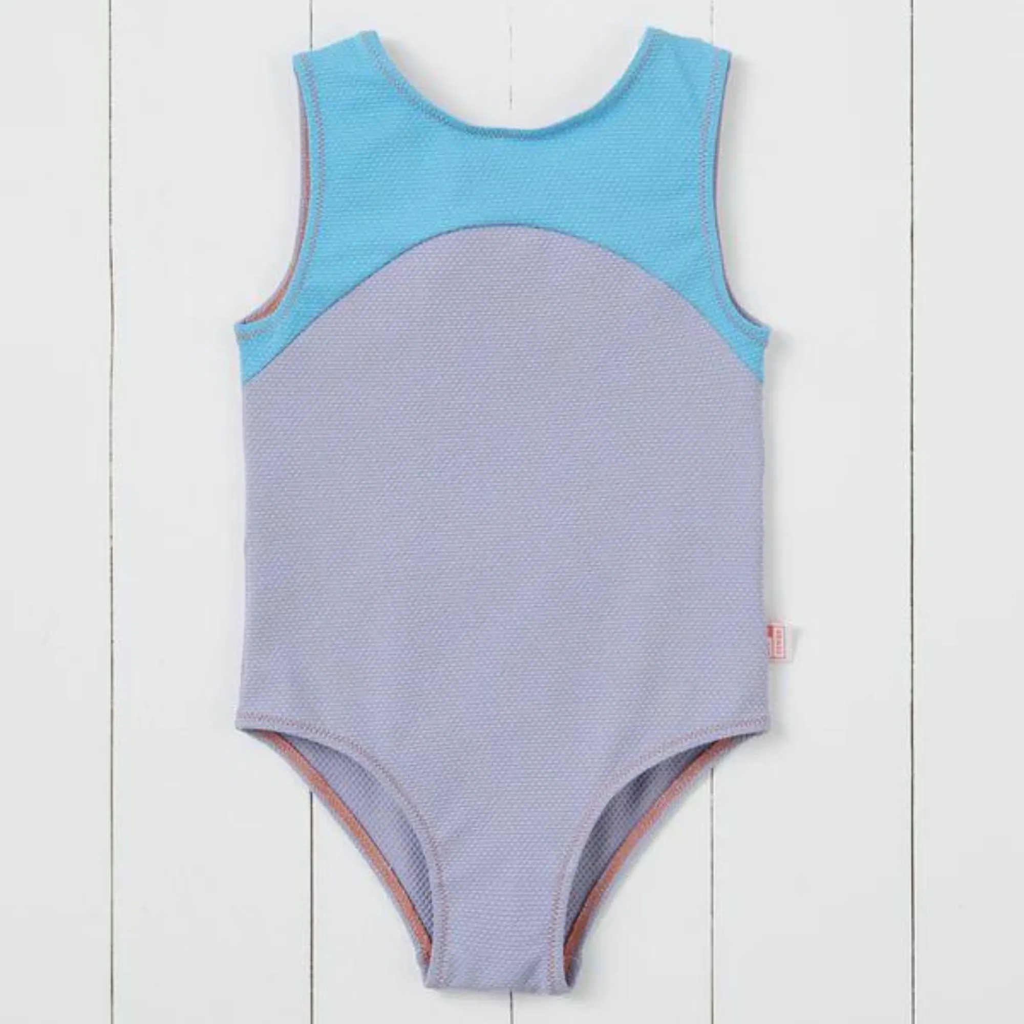 Lavender Ribbed Kids Swimsuit