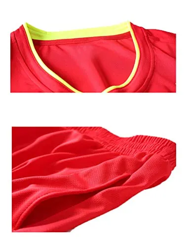 Lavnis Men's Casual Tracksuit Short Sleeve Running Jogging Athletic Sports T-Shirts and Shorts Suit Set Red S