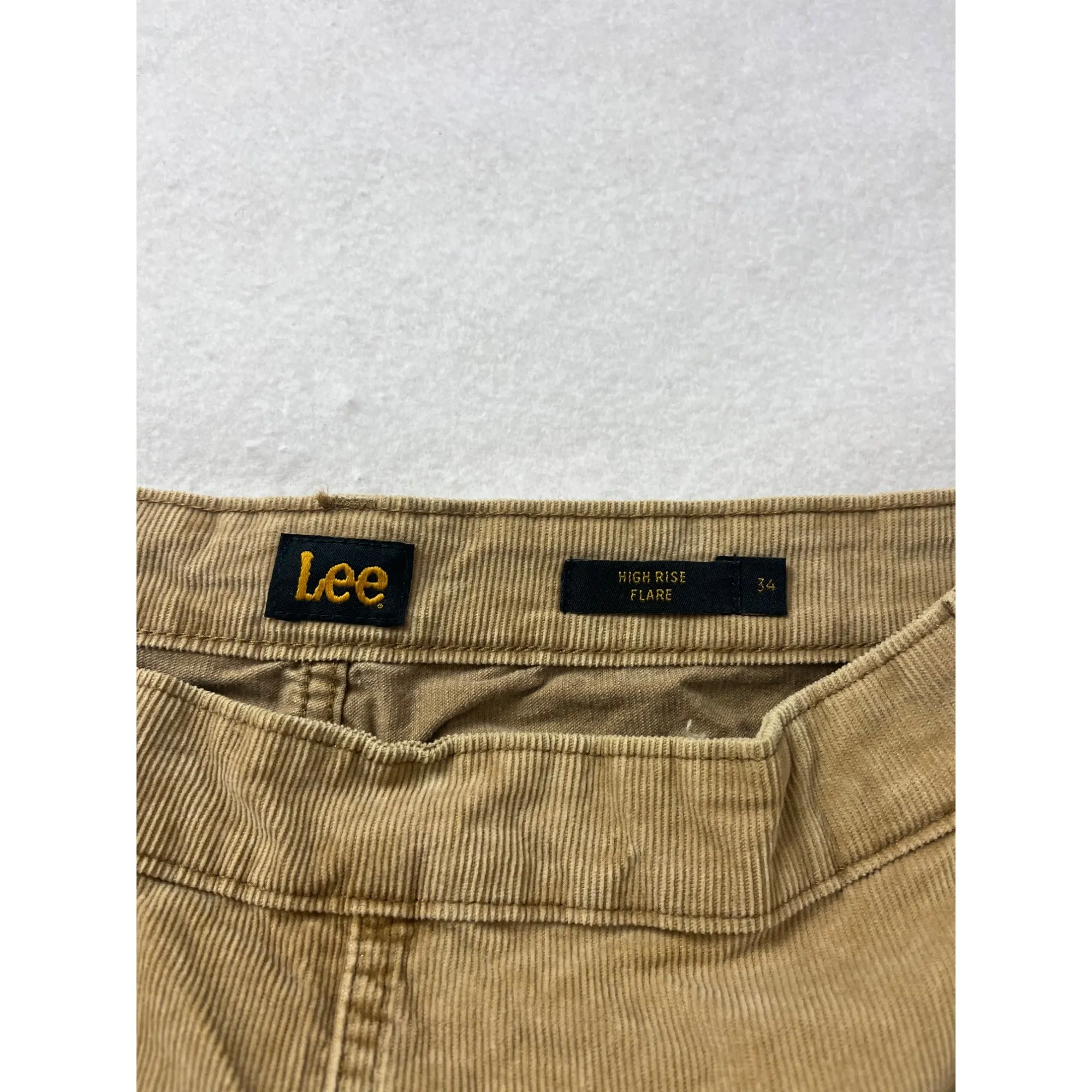 Lee High Rise Flare Corduroy Pants 34x34 Beige #8139