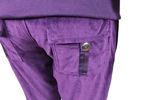 LeeHanTon Women Jogging Suit Sets Plus Size Velvet Zip Up Hoodie & Sweatpant Tracksuits Purple 2XL