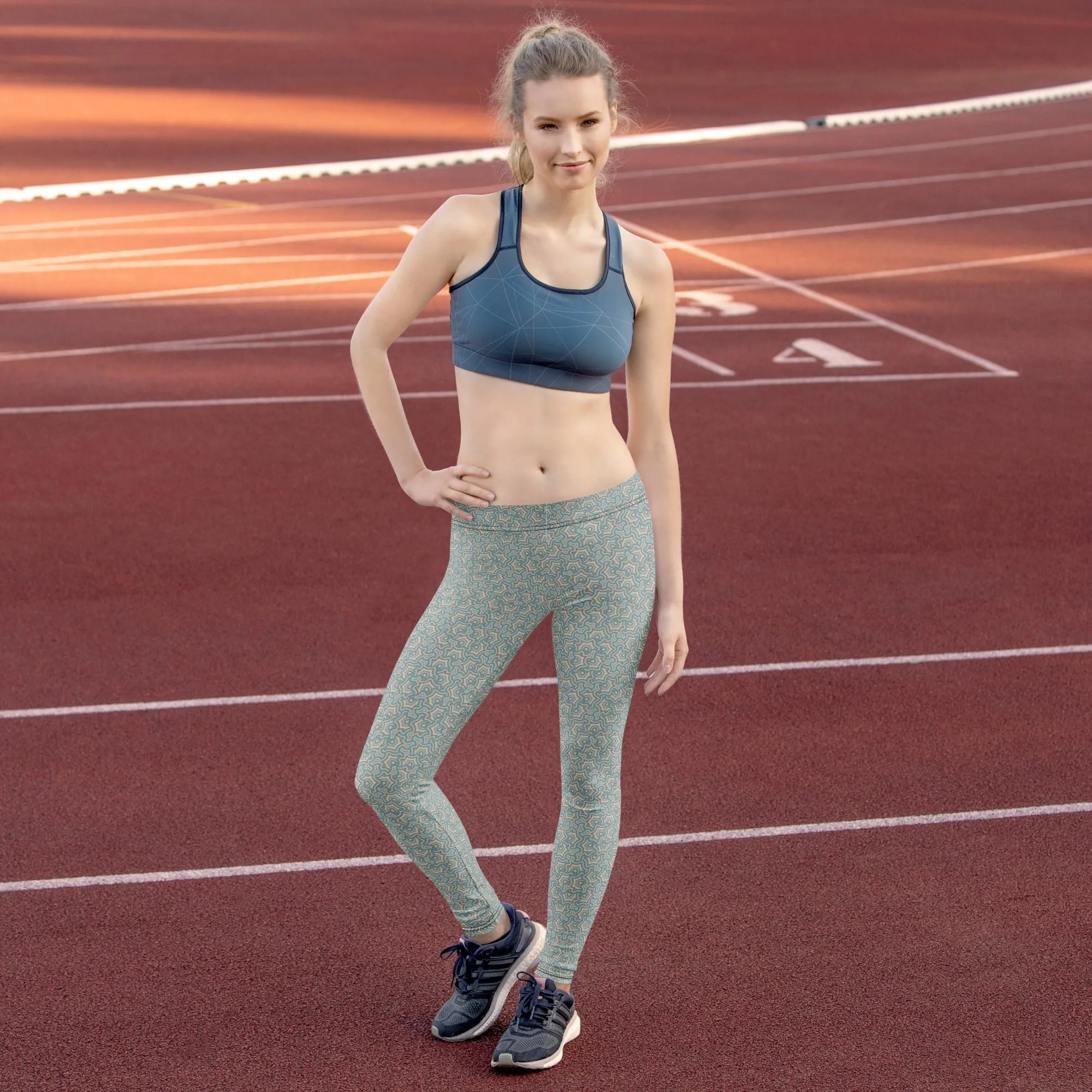 Leggings Geometric Pattern – Scales Turquize Cream