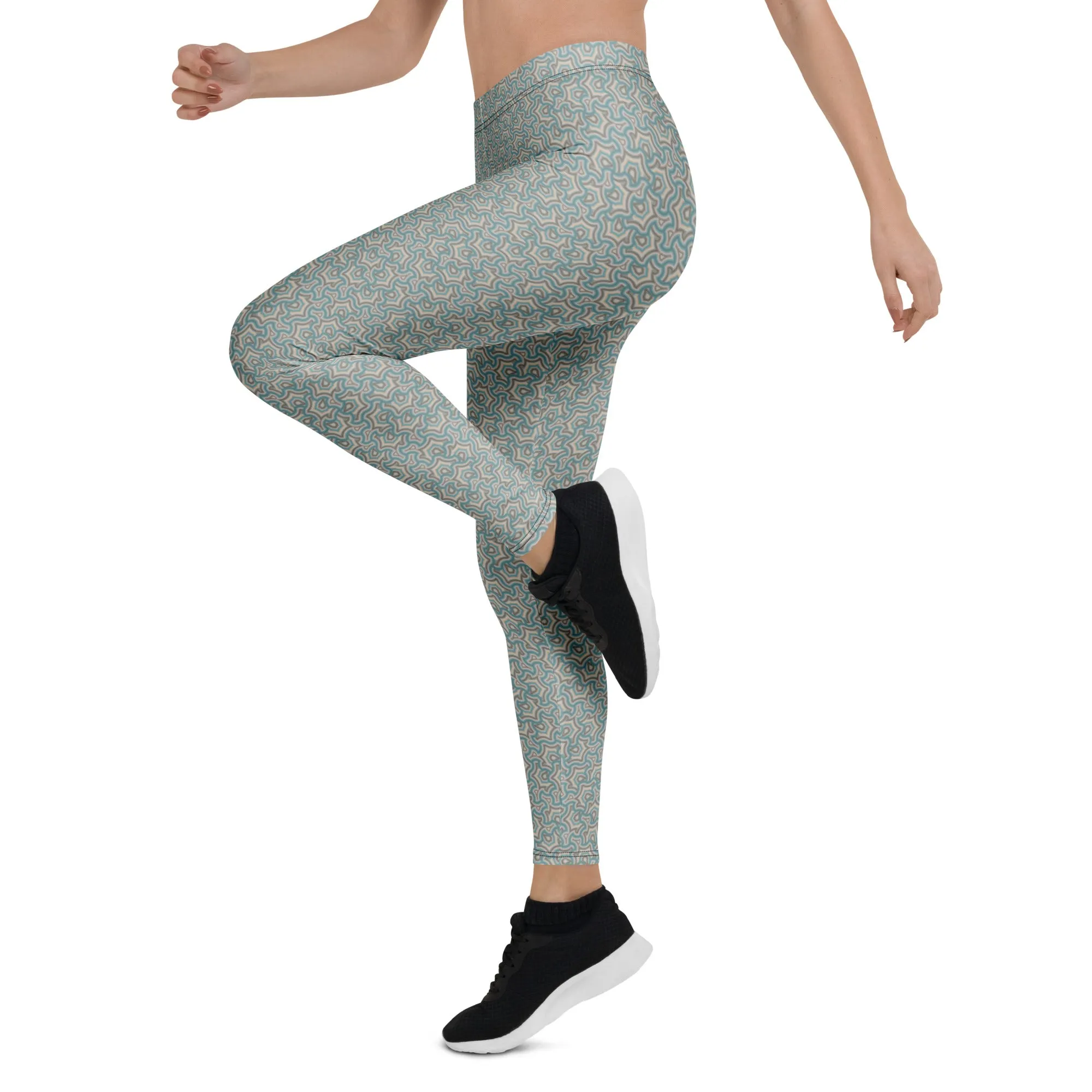 Leggings Geometric Pattern – Scales Turquize Cream