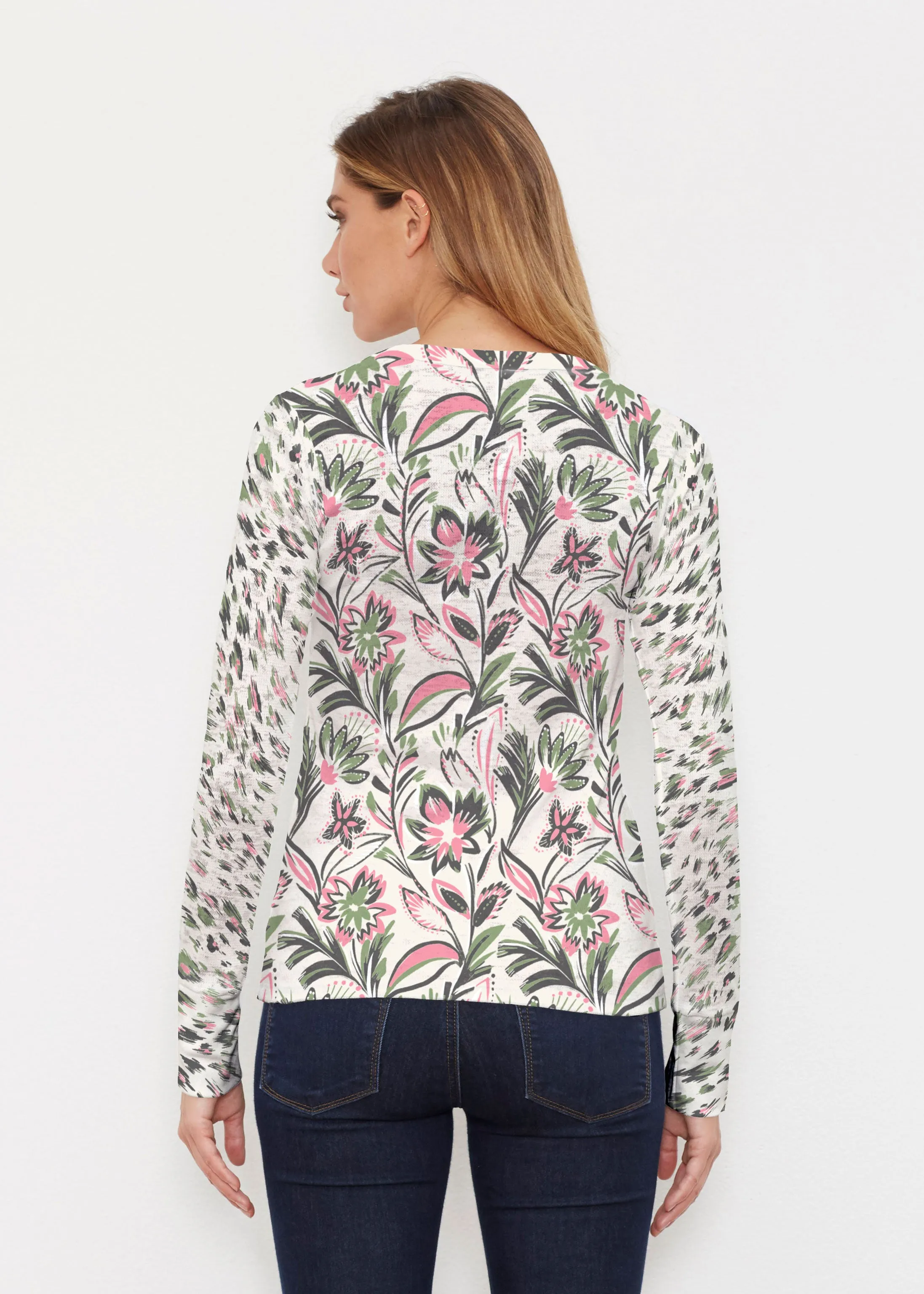 Leopard Bouquet (8019) ~ Thermal Long Sleeve Crew Shirt
