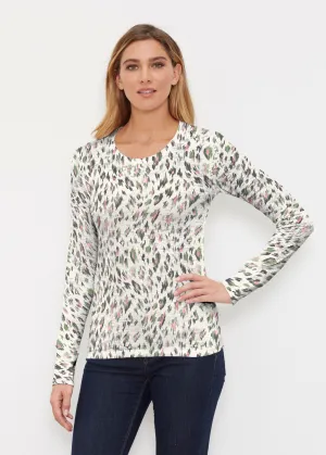 Leopard Bouquet (8019) ~ Thermal Long Sleeve Crew Shirt