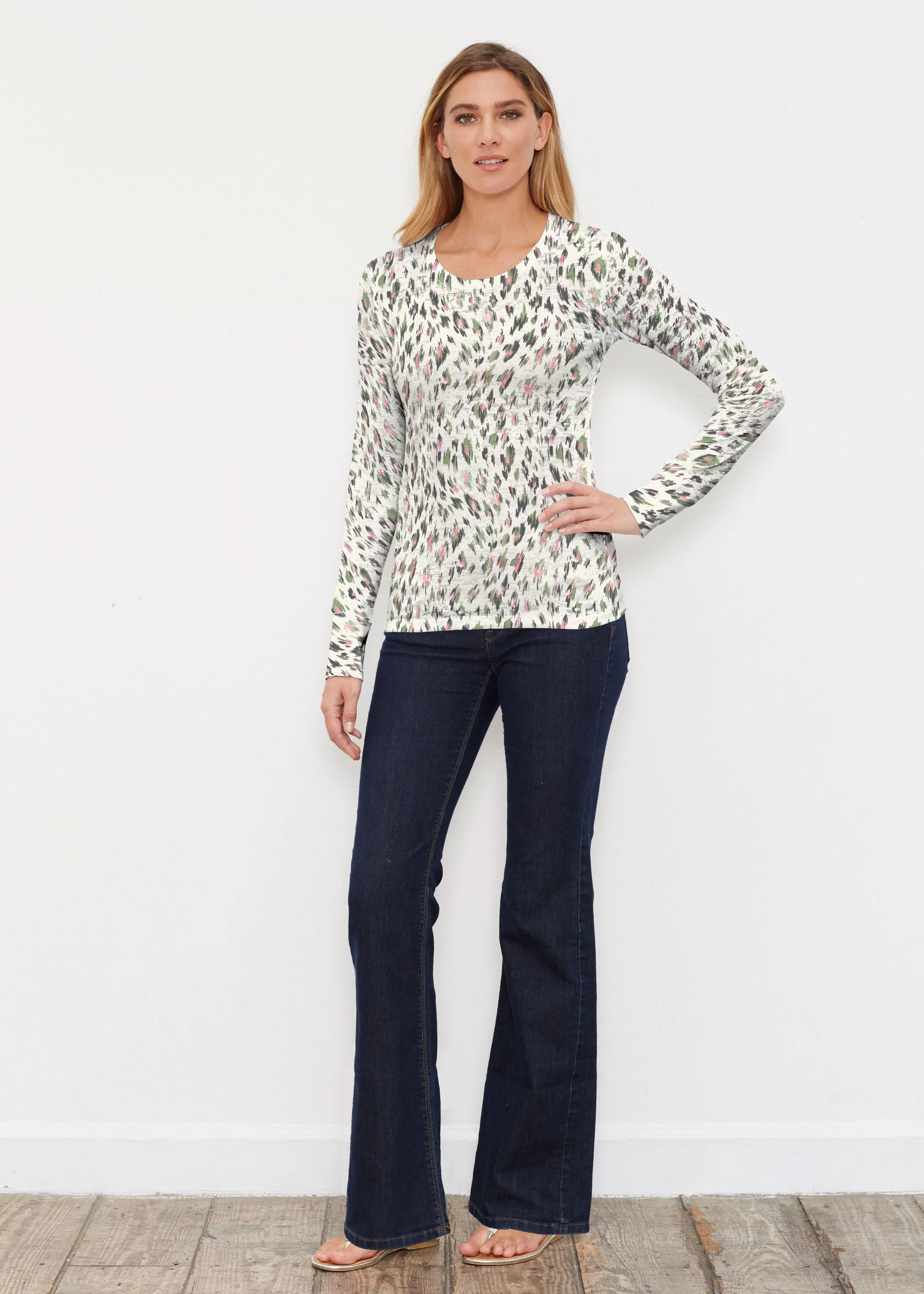 Leopard Bouquet (8019) ~ Thermal Long Sleeve Crew Shirt