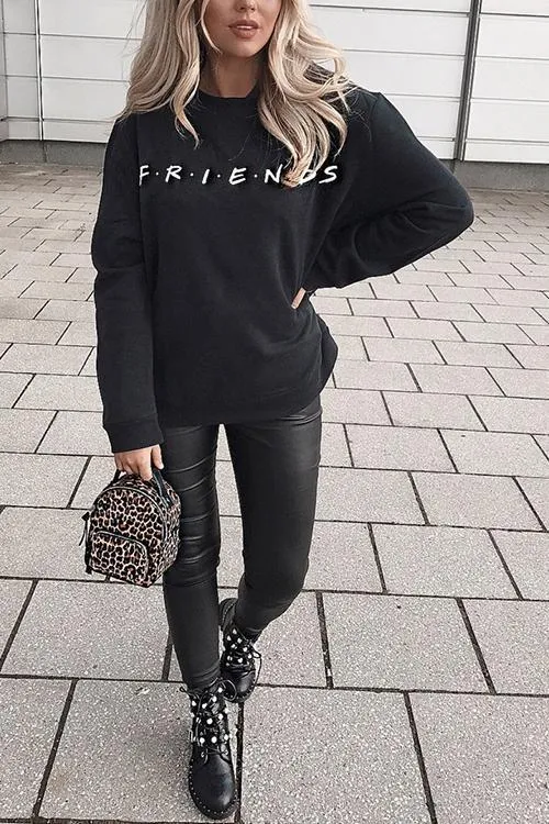 Letter Print Long Sleeve Hoodie