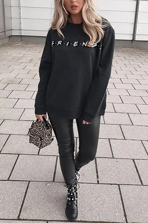 Letter Print Long Sleeve Hoodie