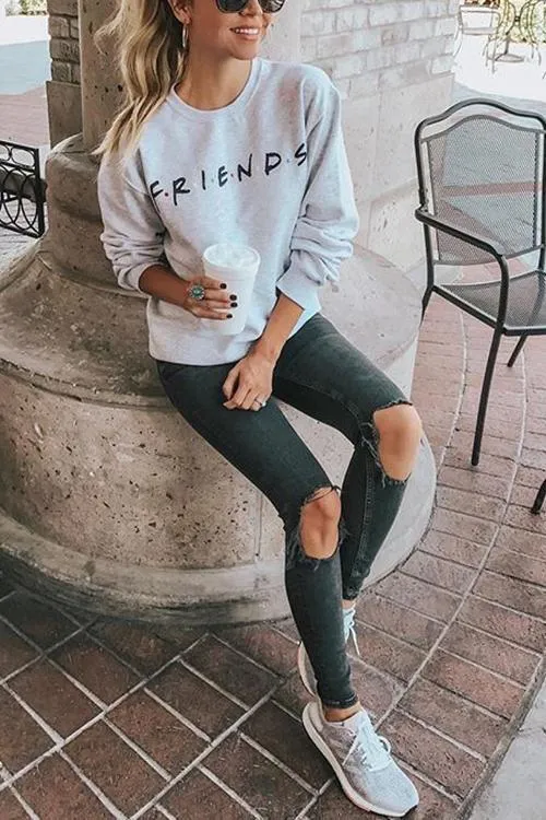 Letter Print Long Sleeve Hoodie