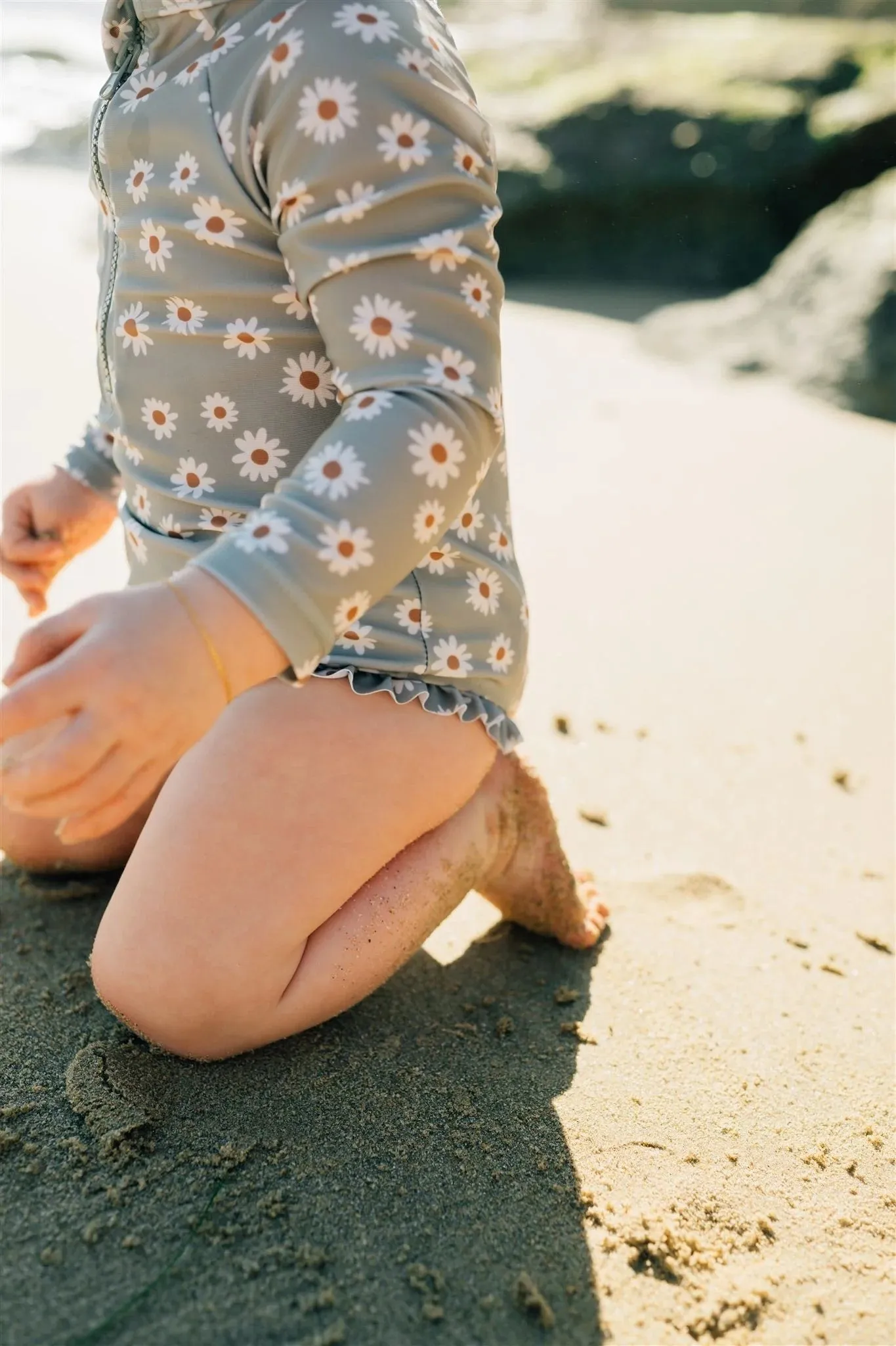 Light Green Daisy Long Sleeve One Piece