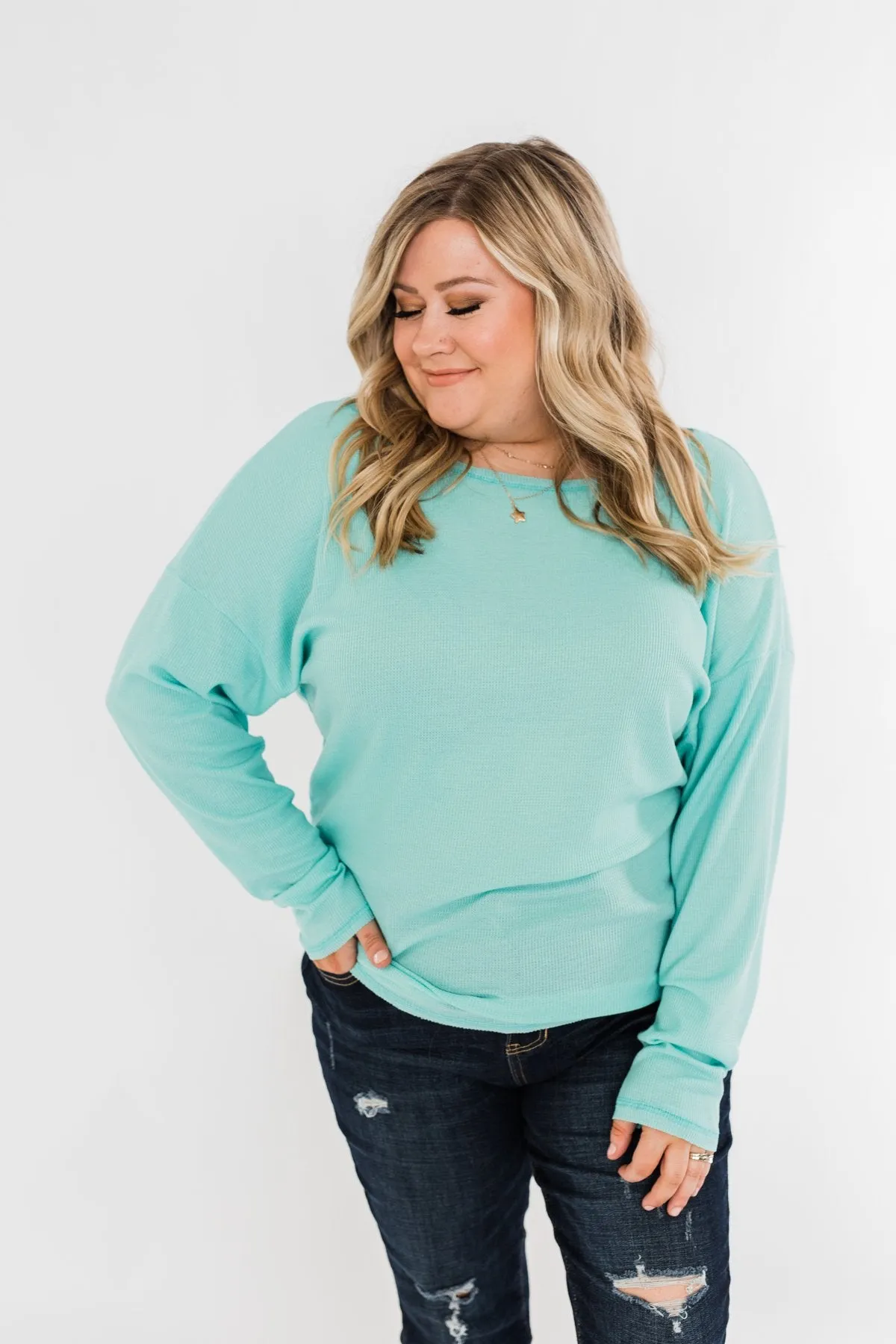 Lightweight Long Sleeve Thermal Top- Mint Blue