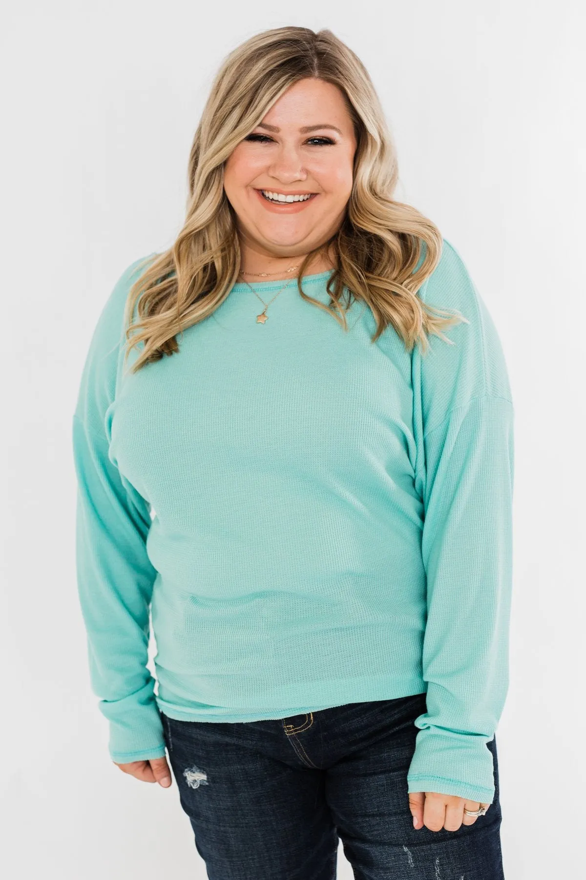 Lightweight Long Sleeve Thermal Top- Mint Blue