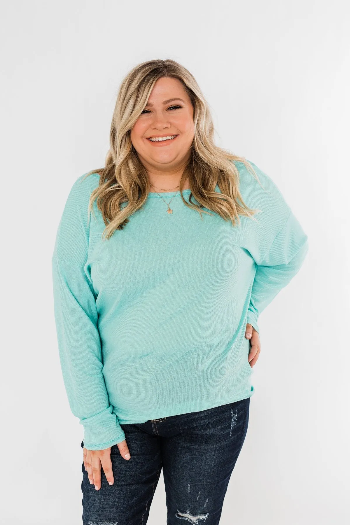 Lightweight Long Sleeve Thermal Top- Mint Blue