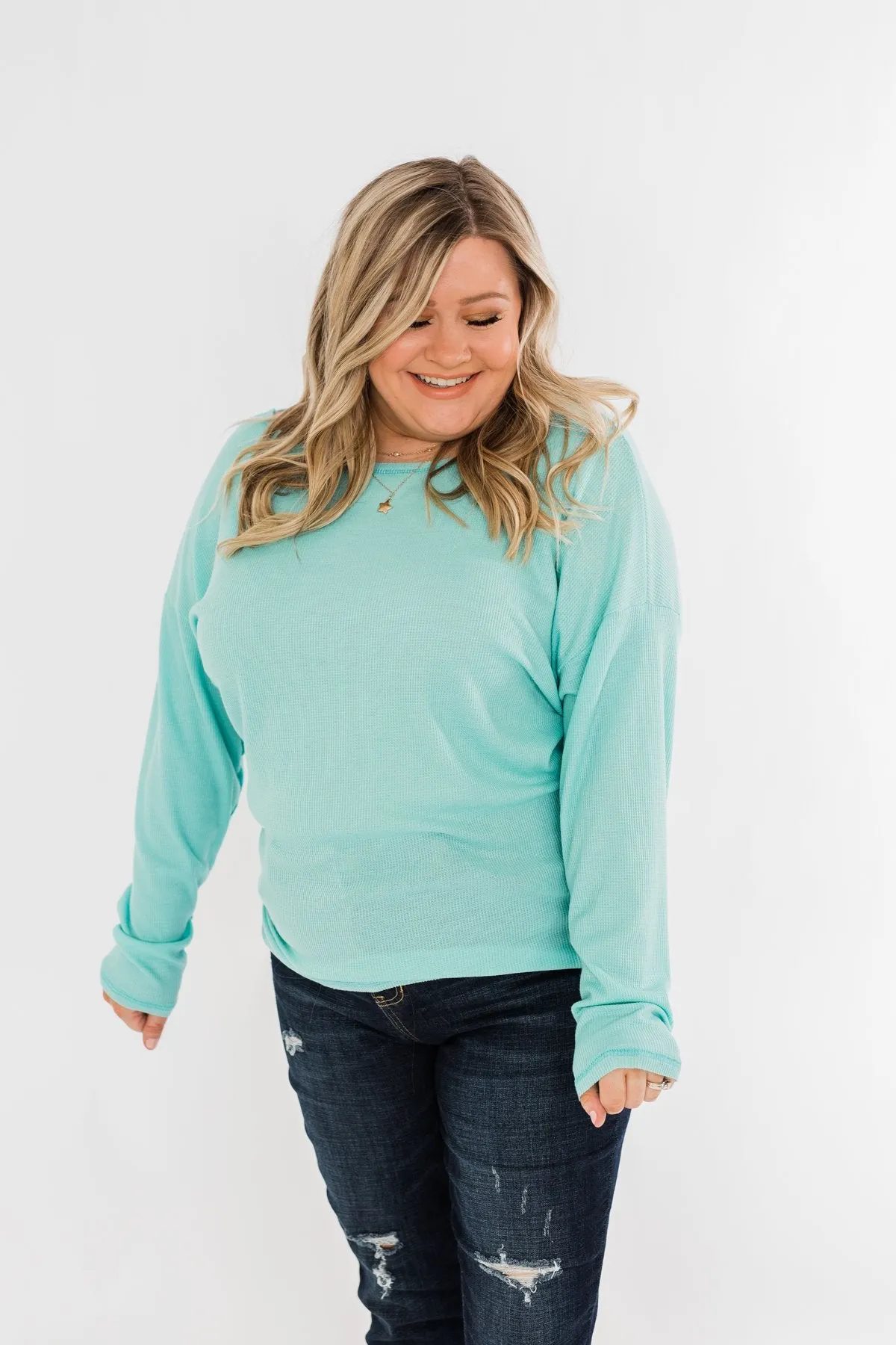 Lightweight Long Sleeve Thermal Top- Mint Blue