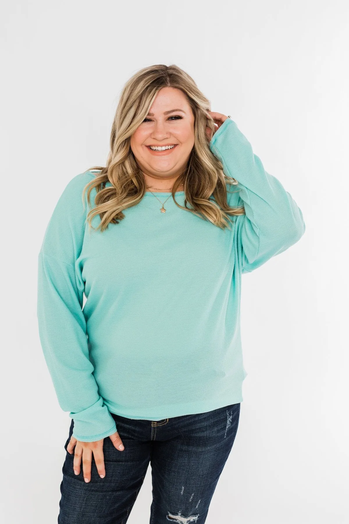 Lightweight Long Sleeve Thermal Top- Mint Blue