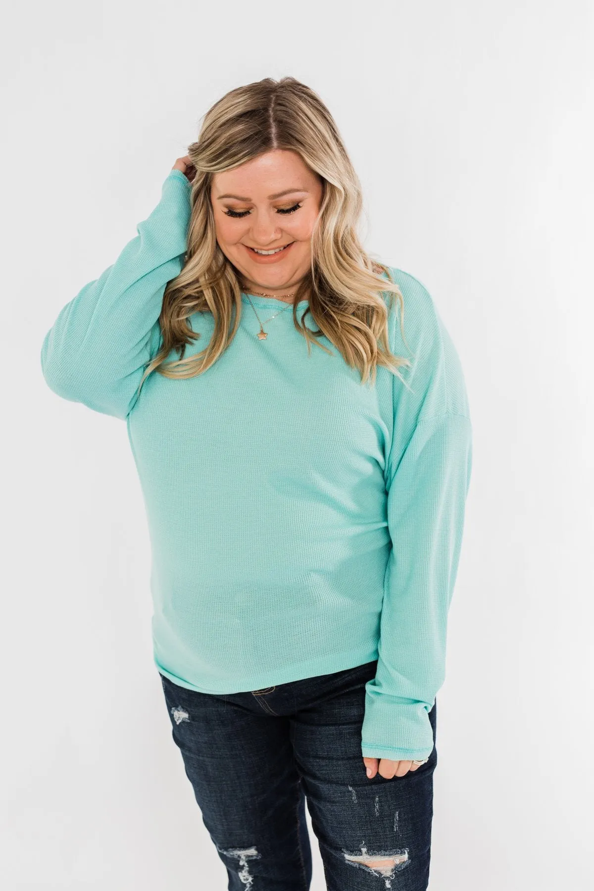 Lightweight Long Sleeve Thermal Top- Mint Blue