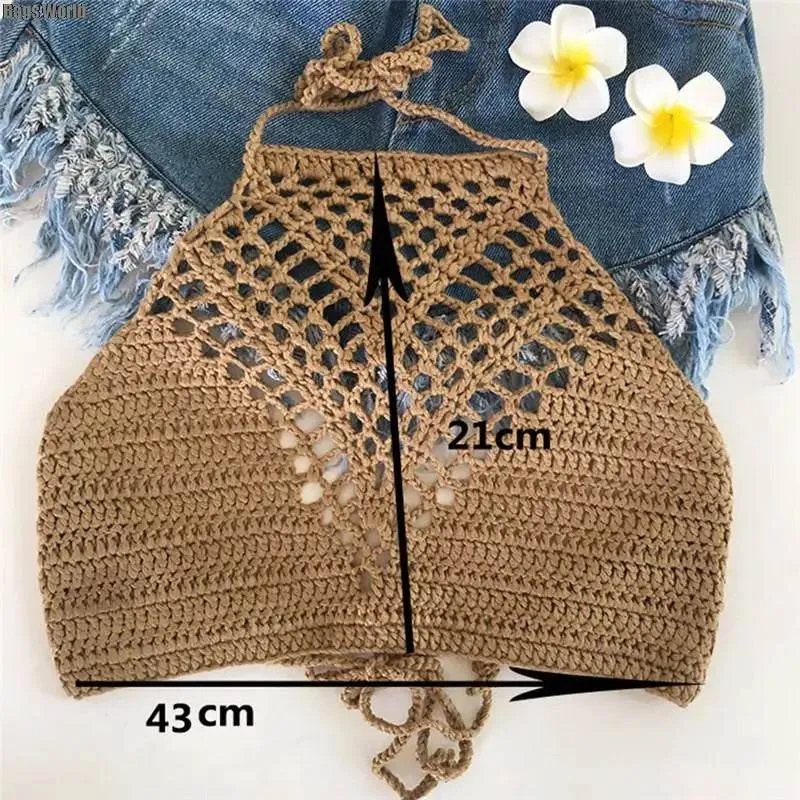 Lightweight Summer Beach Crochet Crop Top Tank Tops