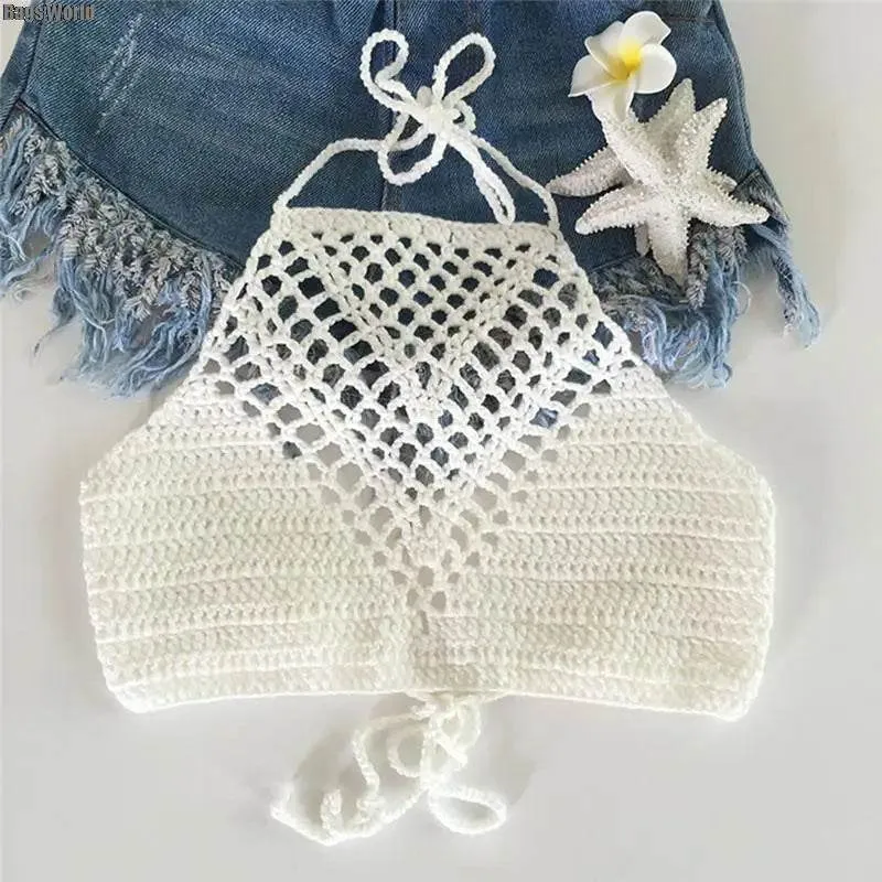 Lightweight Summer Beach Crochet Crop Top Tank Tops