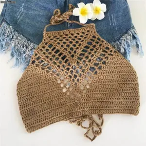 Lightweight Summer Beach Crochet Crop Top Tank Tops