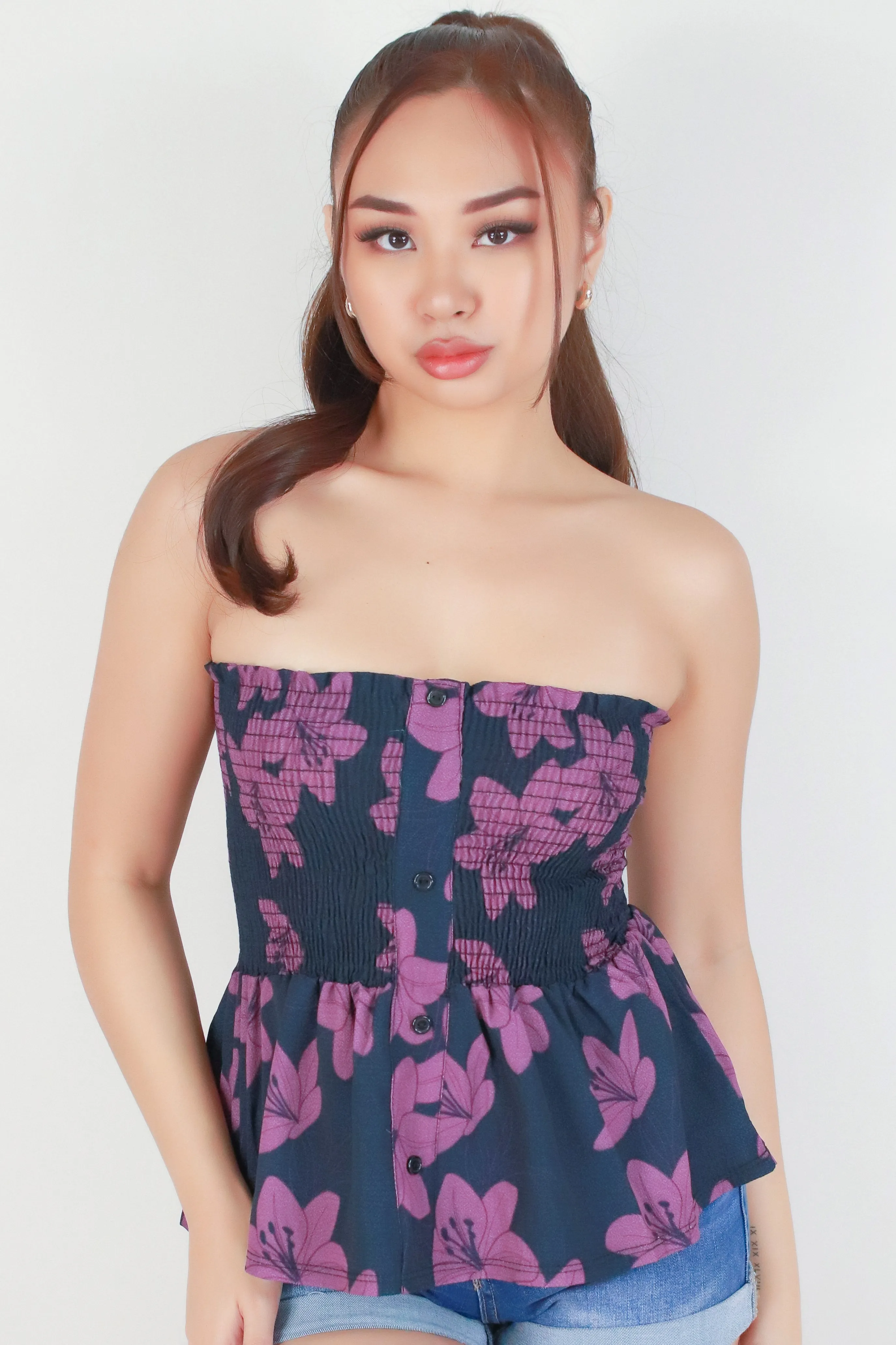 LILY SMOCKED BABYDOLL TUBE TOP