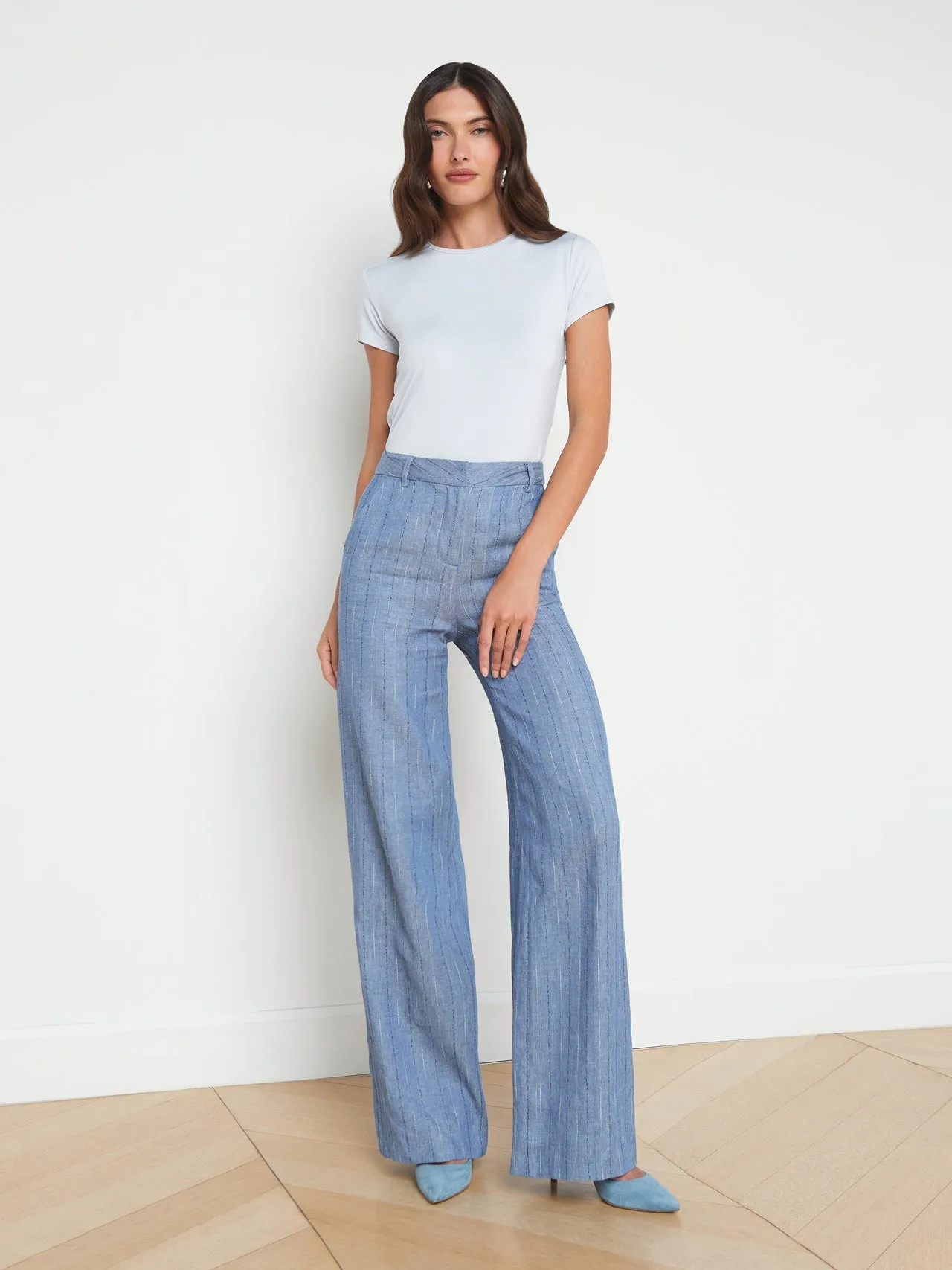 Livvy Linen-Blend Straight Leg Trouser