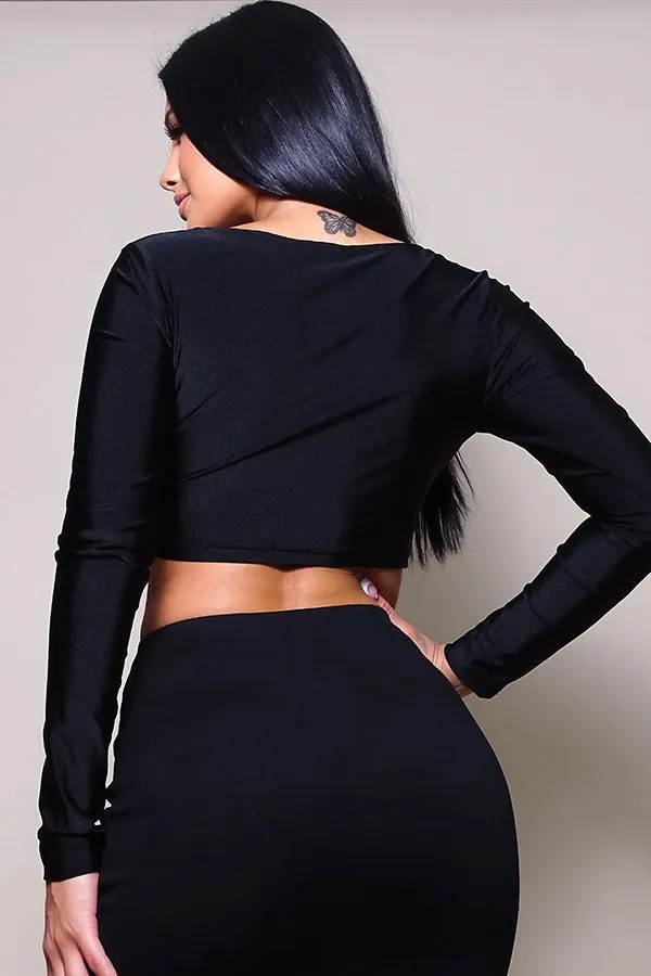 Long Sleeve Corset Top with Front Hook
