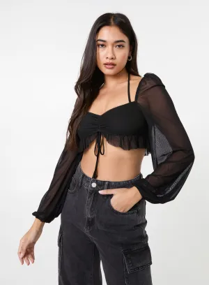 Long Sleeve Halterneck Crop Top