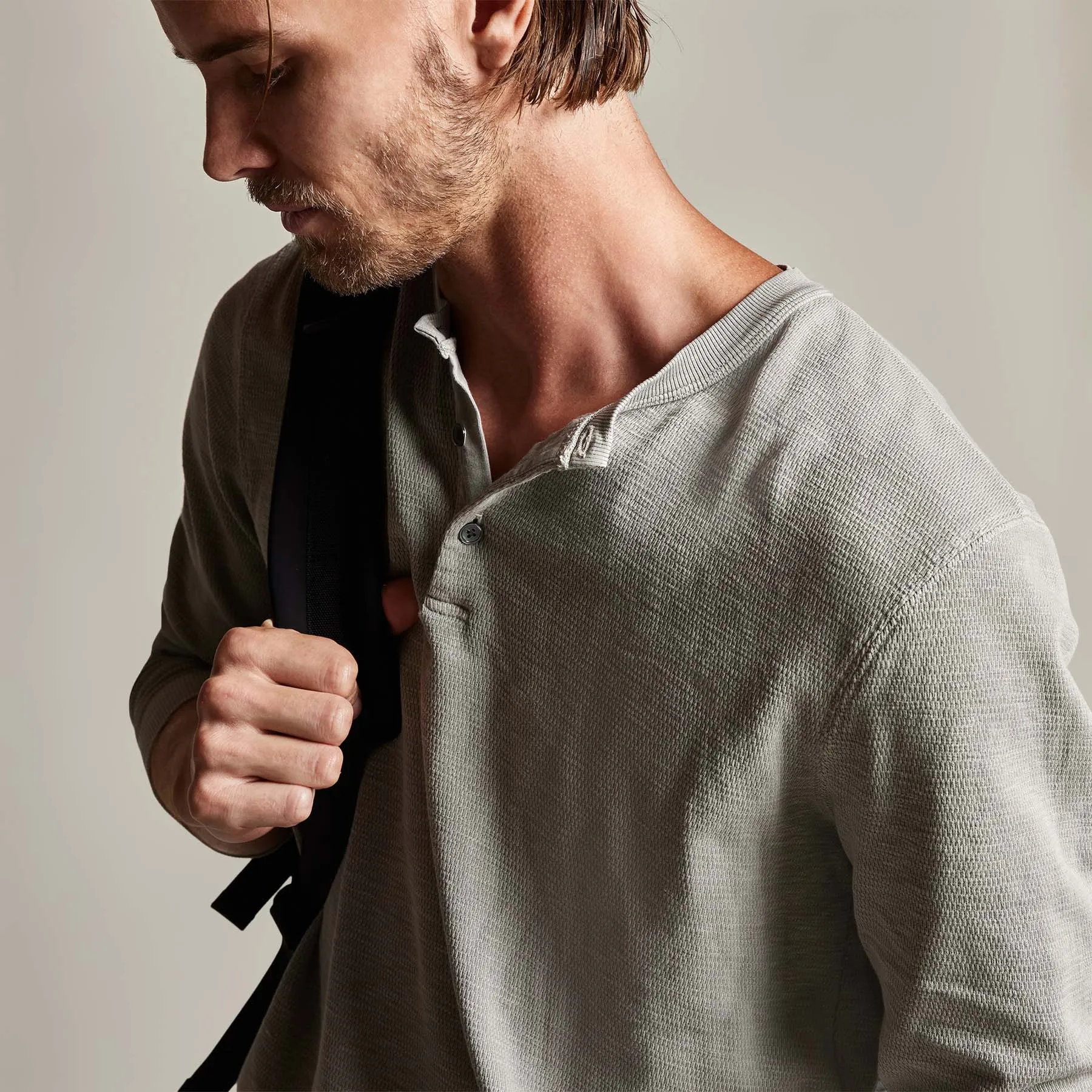 Long Sleeve Thermal Henley - Dapple Pigment