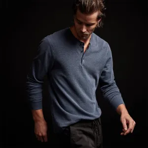 Long Sleeve Thermal Henley - Sea Captain Pigment