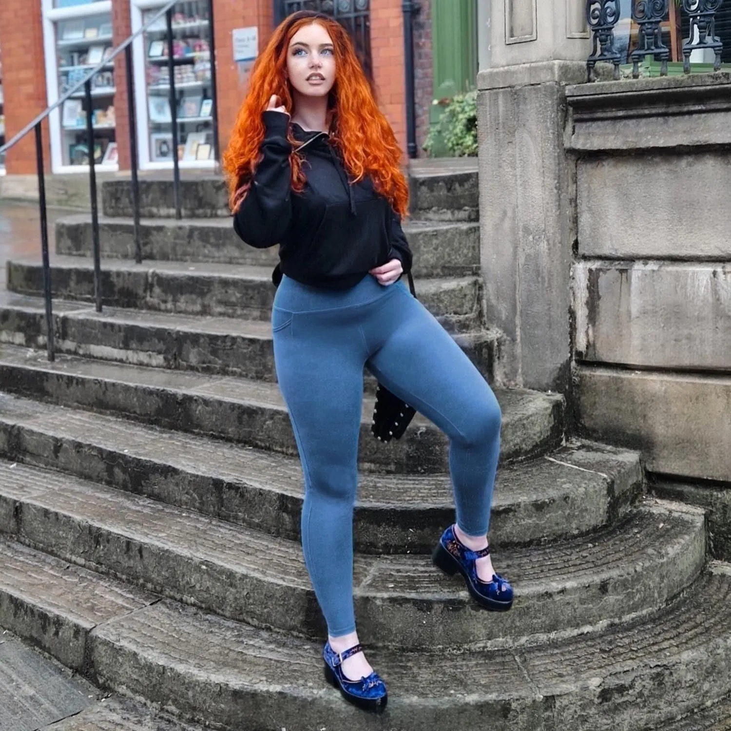 Long Squat Proof Leggings - Denim (V2)
