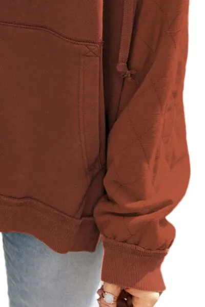 Lou Drawstring Kangaroo Pocket Dropped Shoulder Hoodie