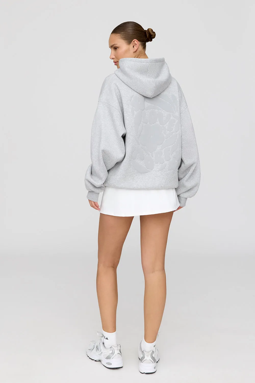 LOVE MORE OVERSIZED HOODIE - GREY MARL