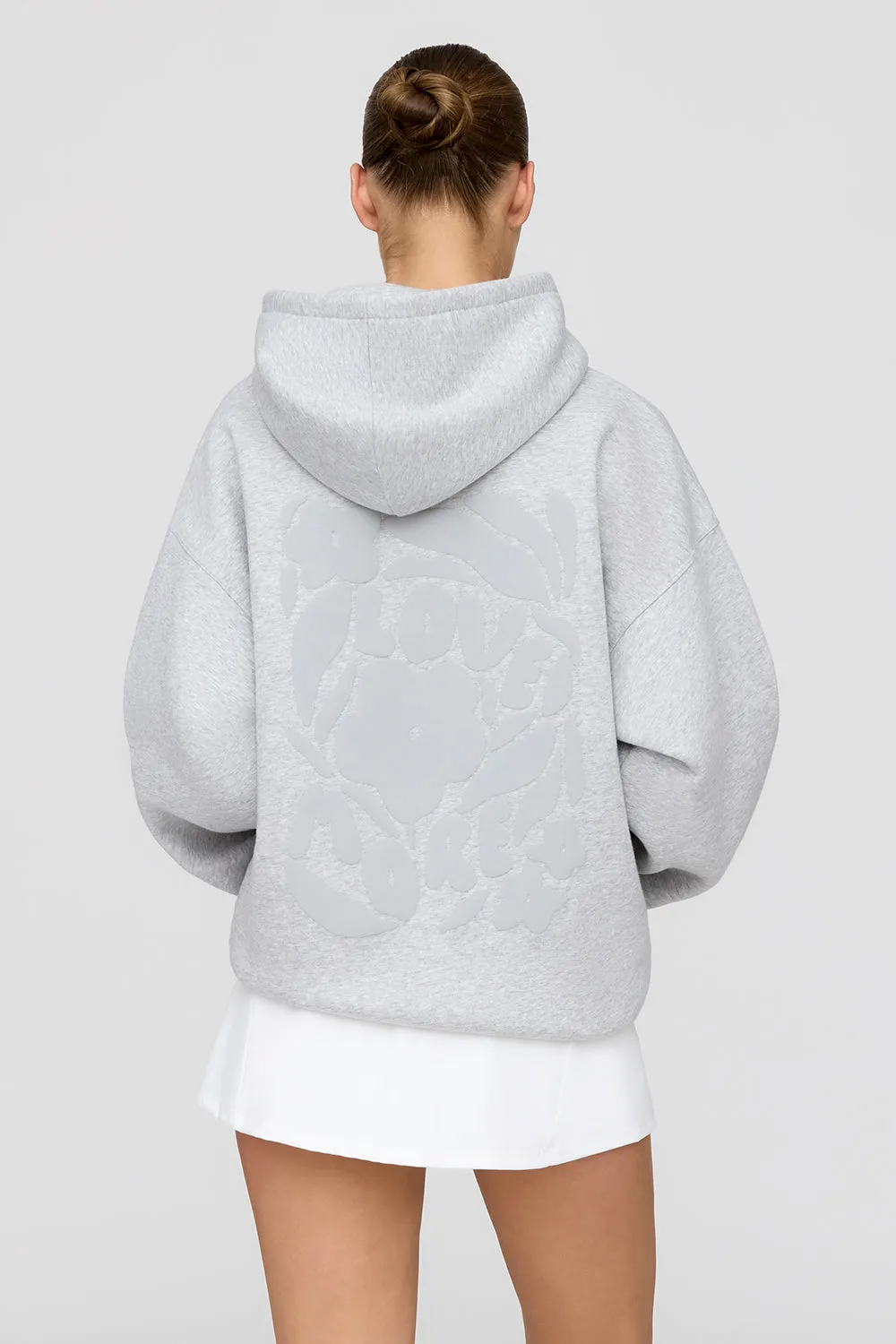 LOVE MORE OVERSIZED HOODIE - GREY MARL