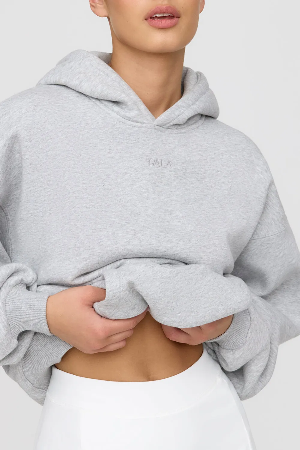 LOVE MORE OVERSIZED HOODIE - GREY MARL