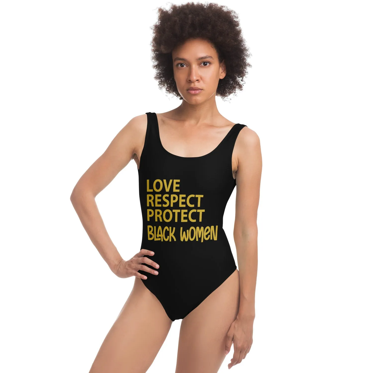 Love Respect Protect - Black Women - One-Piece Swimsuit