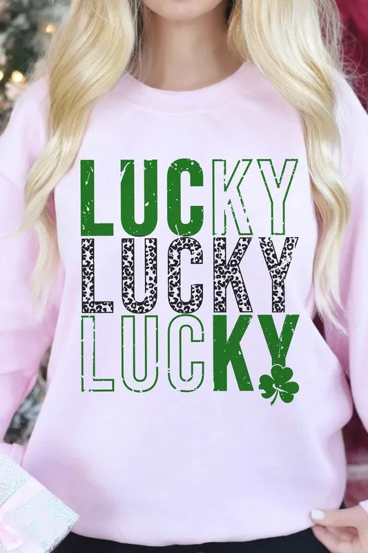LUCKY ST PATRICKS CLOVER GRAPHIC SWEATSHIRT
