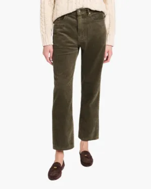LUCY BOYFRIEND PANT IN OLIVE BUBBLECORD