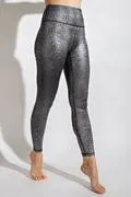 LUX, SNAKE FOIL PRINT Full Length Yoga Leggings w/ a Front Keyhole Pocket