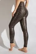 LUX, SNAKE FOIL PRINT Full Length Yoga Leggings w/ a Front Keyhole Pocket