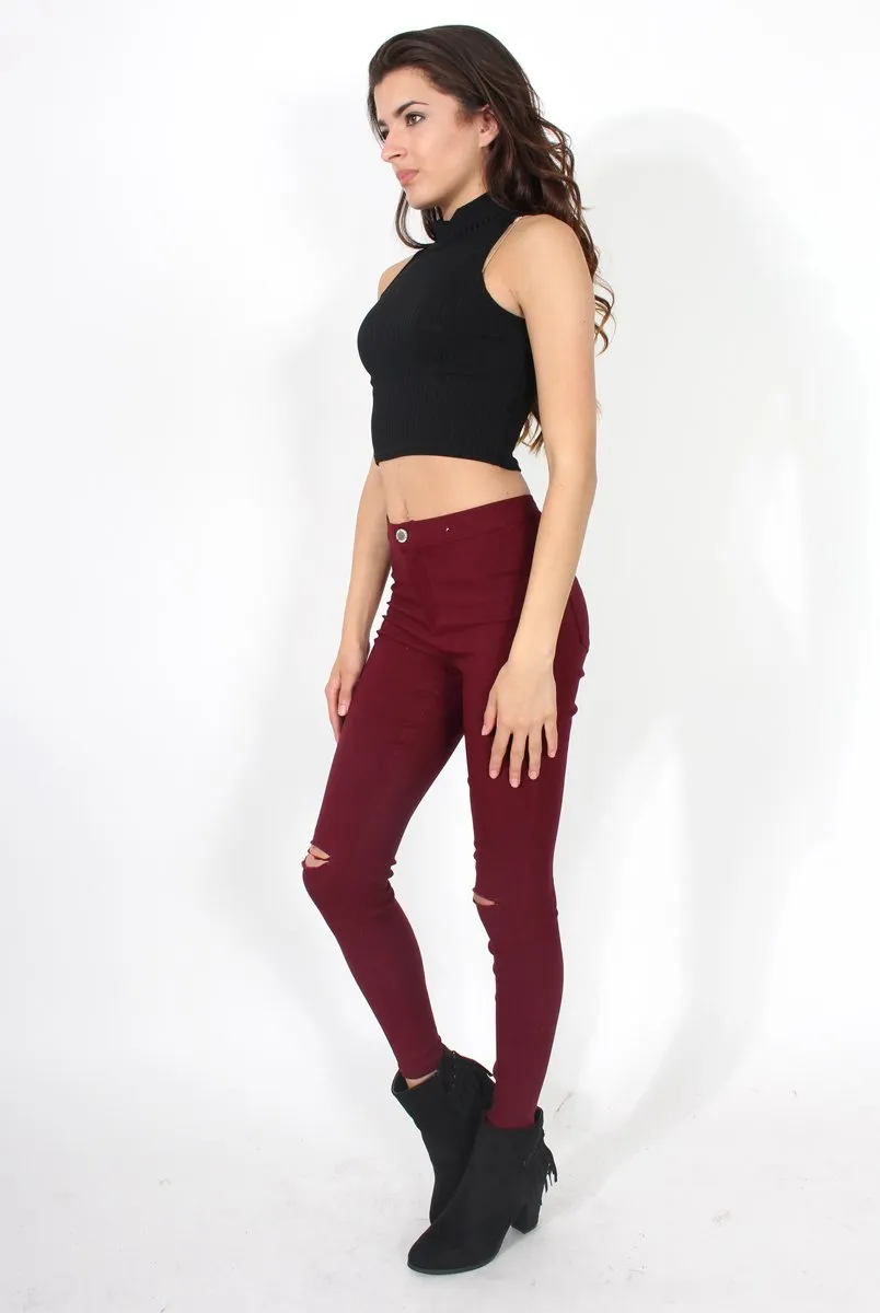 Lyla High Neck Black Crop Top