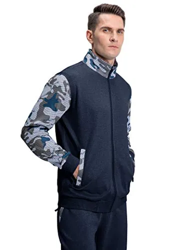 MAGNIVIT Men's 2 Piece Tracksuit Set Athletic Sports Casual Full Zip Active wear Blue