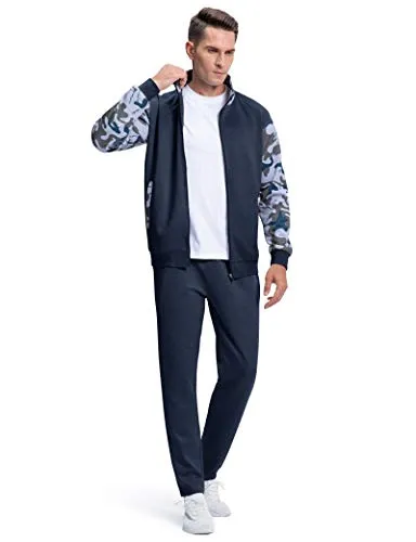MAGNIVIT Men's 2 Piece Tracksuit Set Athletic Sports Casual Full Zip Active wear Blue