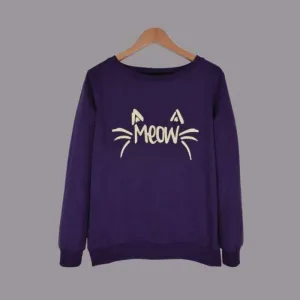 Maham Mart A to Z Meow Printed Fleece SweatShirt for